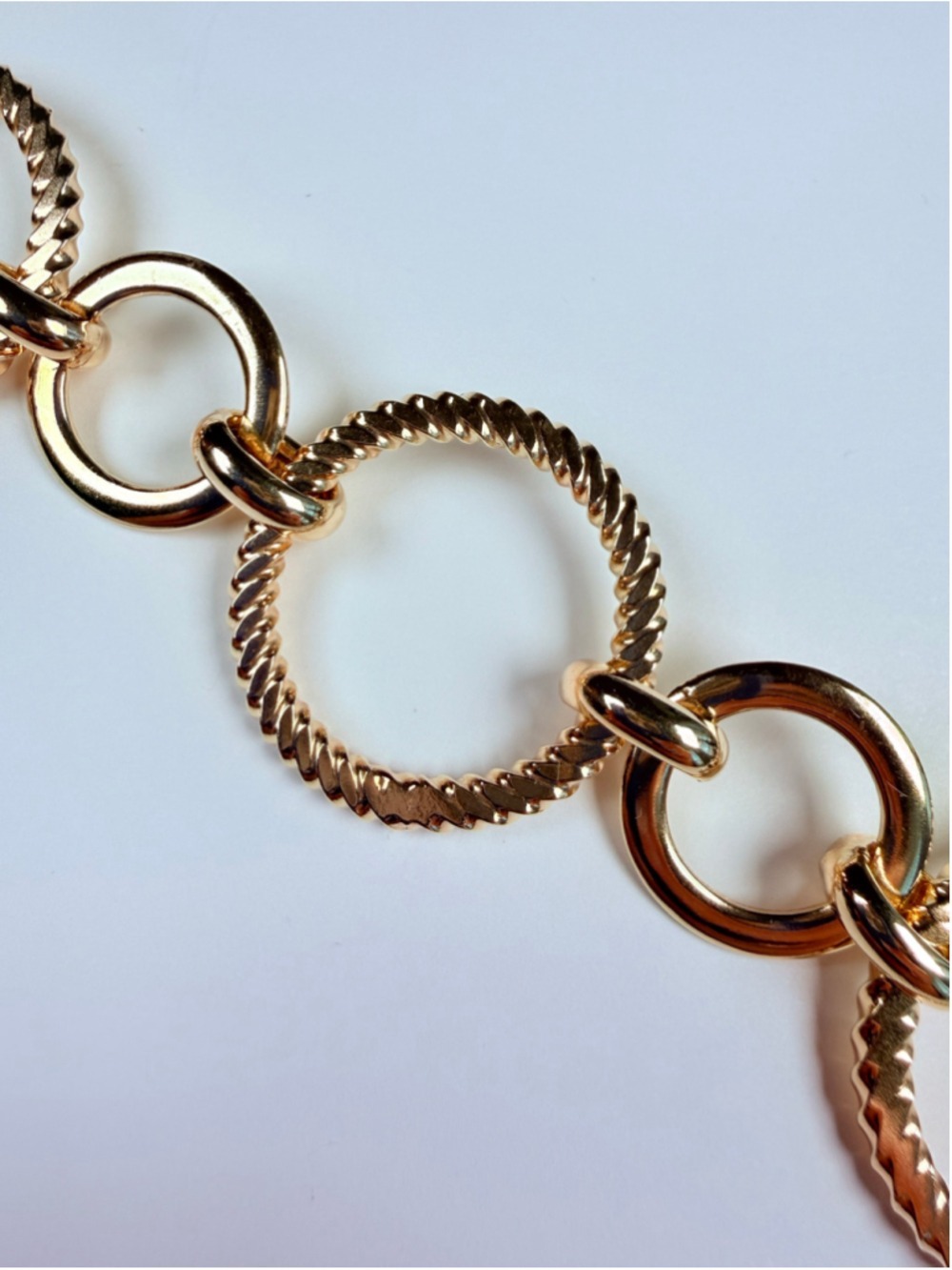 Gold Vermeil Cable Circle Rolo Link Chain 925 Sterling Silver Bracelet Italy - Picture 7 of 9